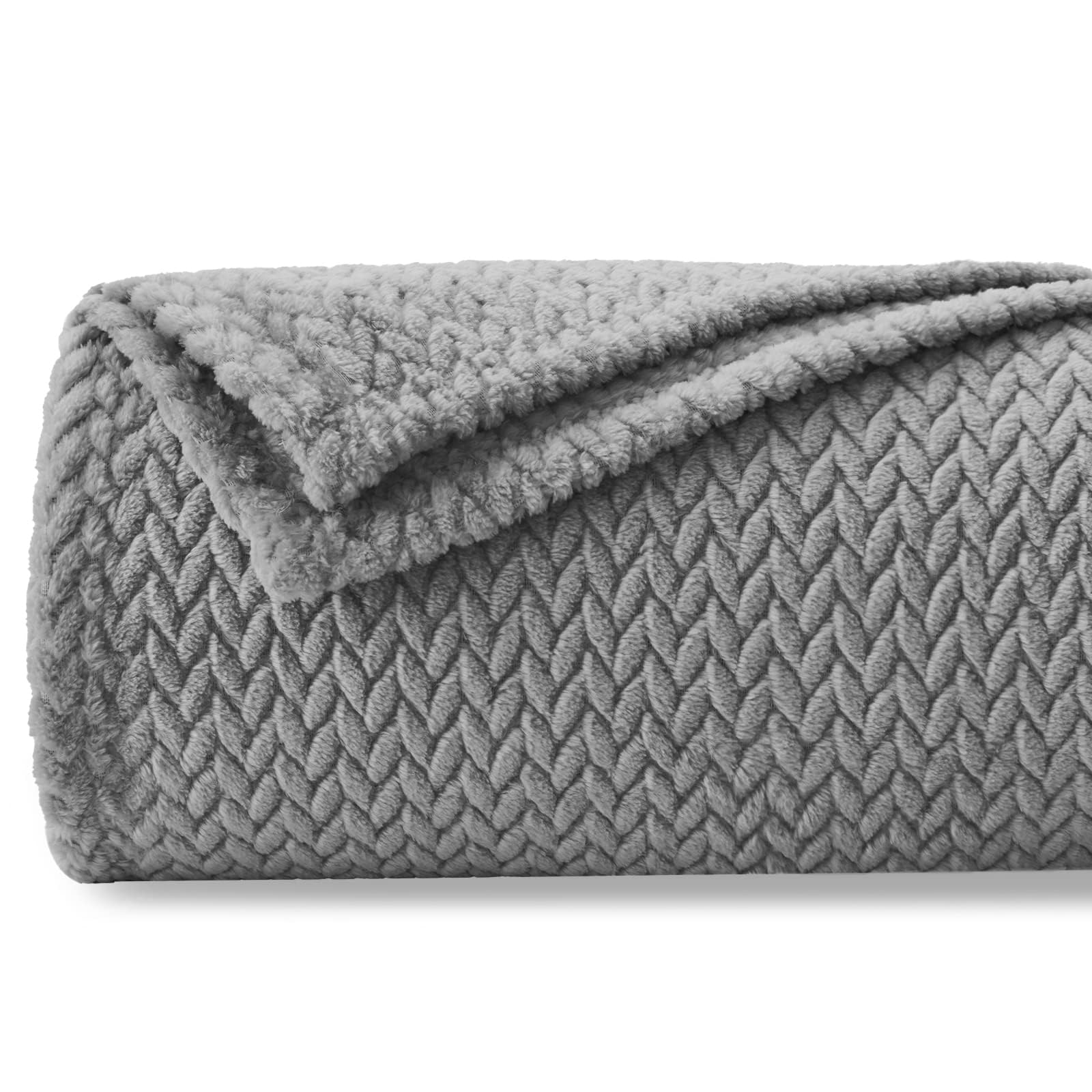 NEWCOSPLAY Super Soft Throw Blanket Premium Silky Flannel Fleece Leaves Pattern Lightweight Blanket All Season Use (888-grey, Throw(50"x60")) โ image 1