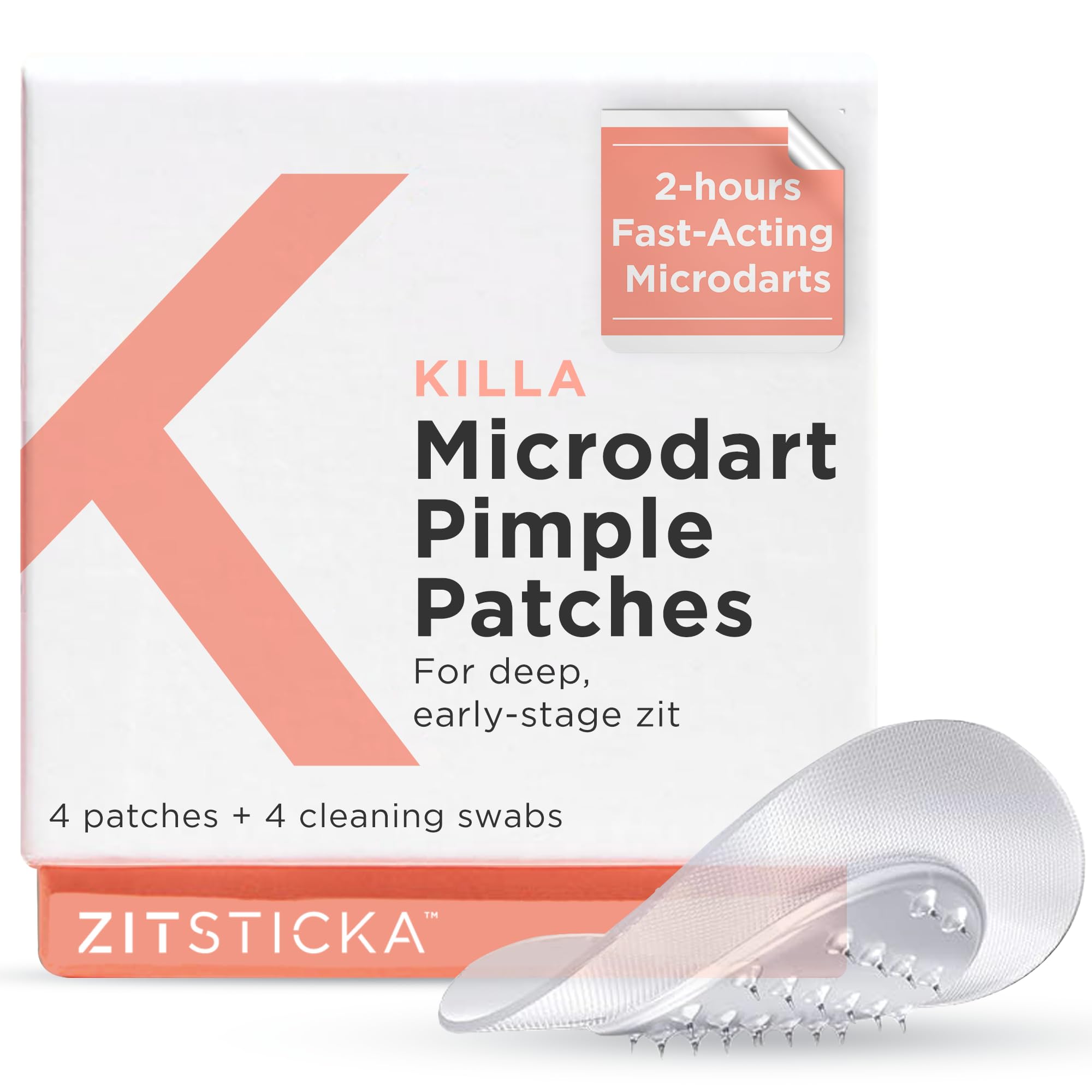 ZitSticka KILLA Kit, translucent microneedle pimple patch for deep, early-stage zits, 4 pack