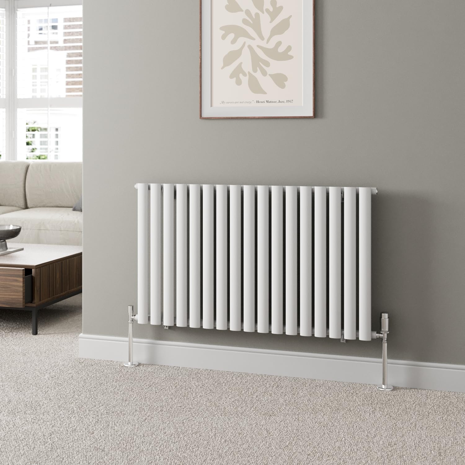 Duratherm White Duratherm® 600 X 1020Mm Horizontal Designer Radiator Single Column Oval Tube Modern Central Heating Panel Bathroom Radiators
