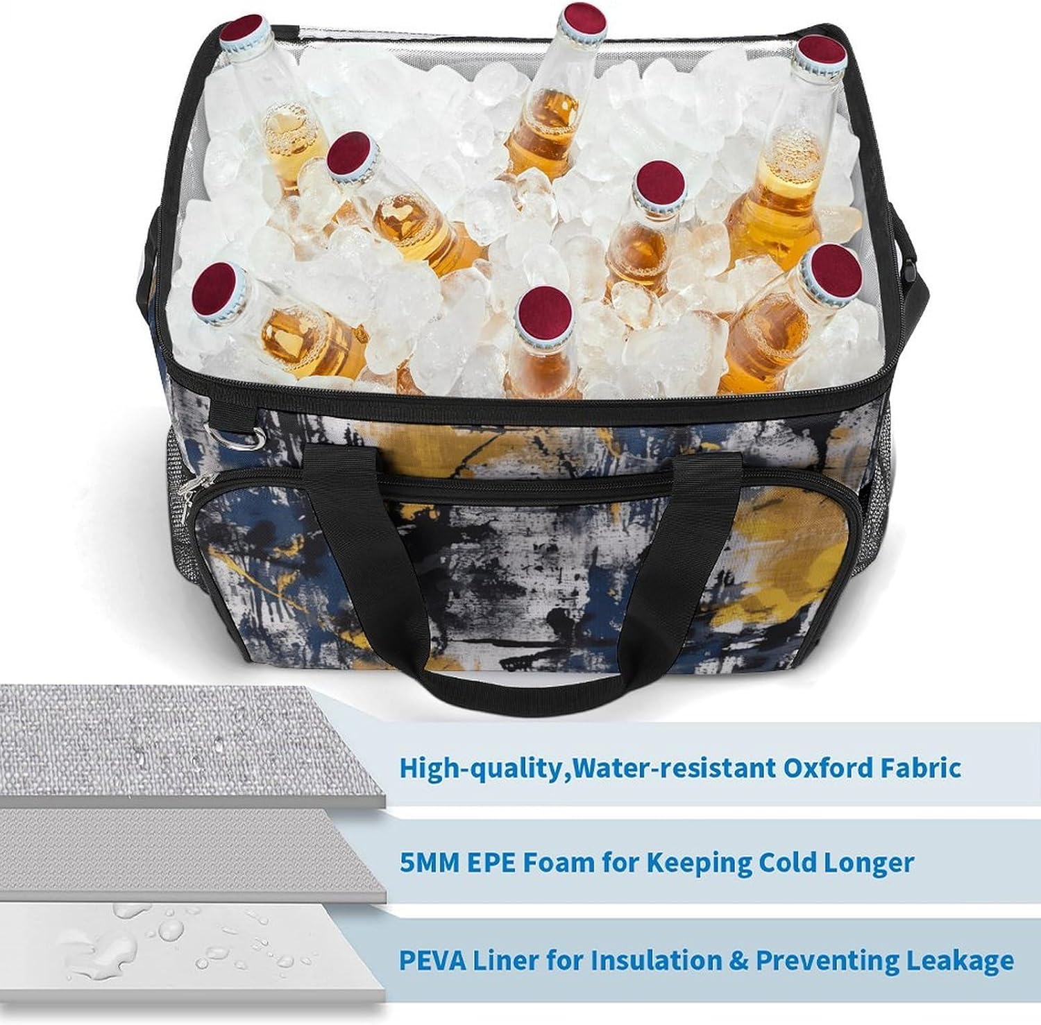 Insulated Picnic Backpack Tote Bag, Large Capacity 30L Navy Blue Color Cooler Bag Leakproof Beach Bags Portable Lunch Box Waterproof Picnic Basket for Beach Camping BBQ