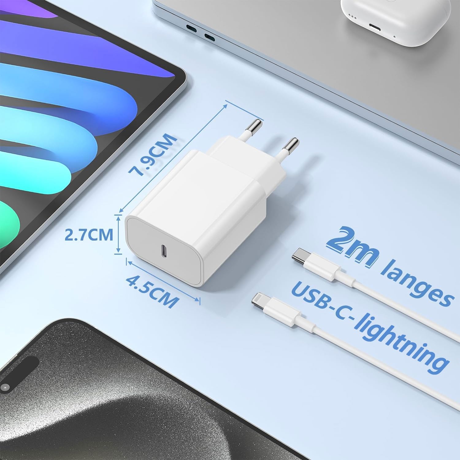 4er Pack IPhone Ladekabel & 20W Schnellladegerät - Für IPhone 11-14