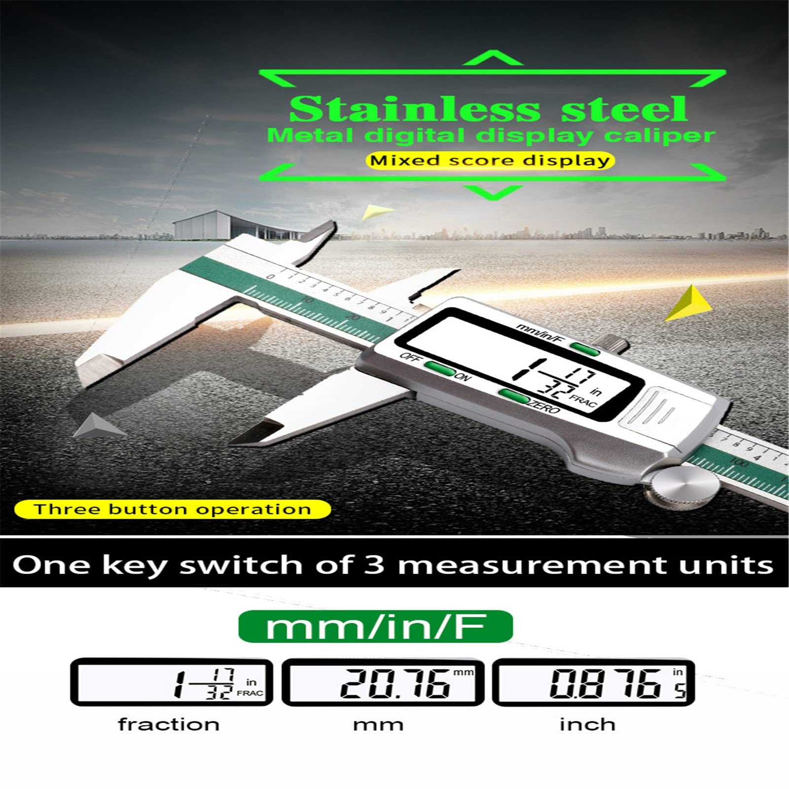 Suwmiarka Elektroniczna 150 Mm Ze Stali Nierdzewnej, Elektroniczna, Cyfrowa, Do Użytku Domowego I Przemysłowego,Green-0-150mm