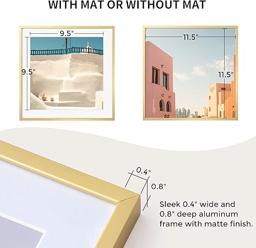 Miniatura 233 de Fun Memories Portarretratos de metal de 16 x 20 pulgadas con paspartú de 11 x 14 pulgadas, acabado de aluminio cepillado, parte delantera de vidrio