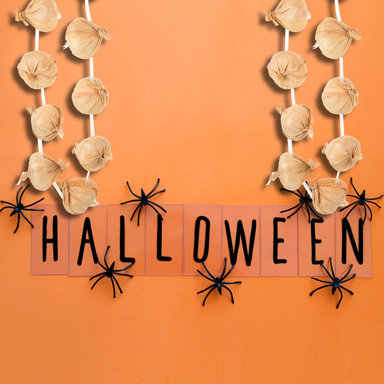 OSALADI Wreath Artificial Garlic String Foam Hanging Garlic Fake Garlic Model Simulation Vegetable Garlic Ornament for Home Kitchen Garden Halloween Party Flower Garland