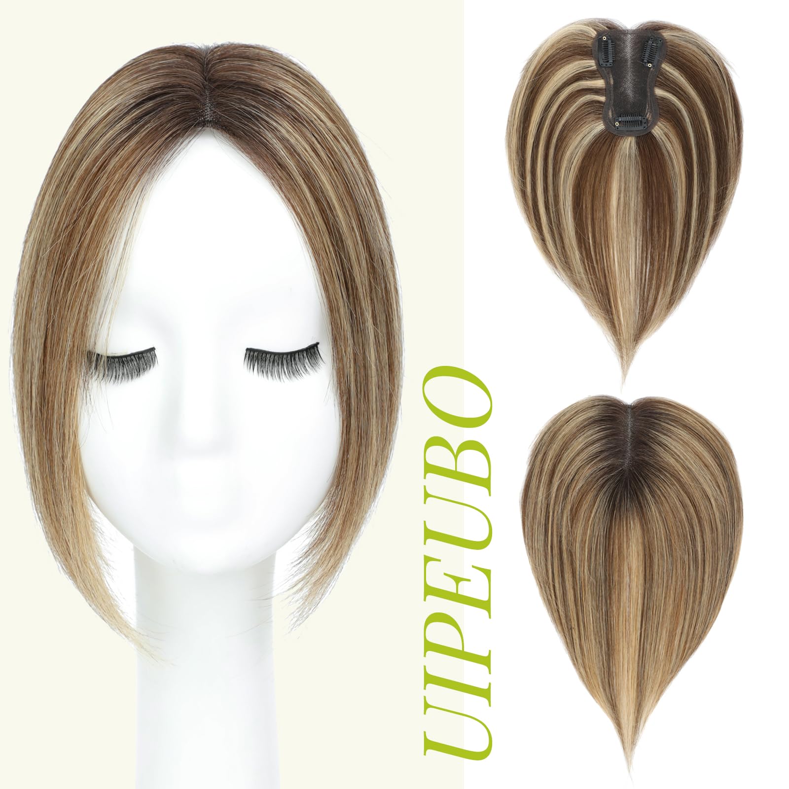 Real Human Hair Toppers for Women with Thinning Hair 3 * 4.5 Inch Upgrade Swiss Lace Base Toppers No Bangs for Cover Gray Hair Roots (4T427#) - Image 3