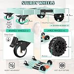 Heavy-Duty 500LB Capacity Hand Truck with One-Touch Retractable Handle & Extendable Plate, Portable Collapsible Dolly Cart with 4 Wheels w/Brakes Folding Luggage Cart for Travel/Home Use, Green