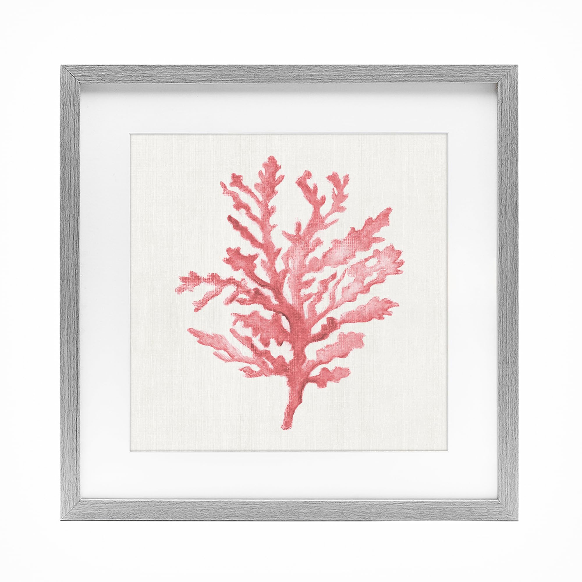 Stupell Industries Farmhouse Gray (Textured) 'Rosy Pink Coral Branch'| Framed Print Under Glass