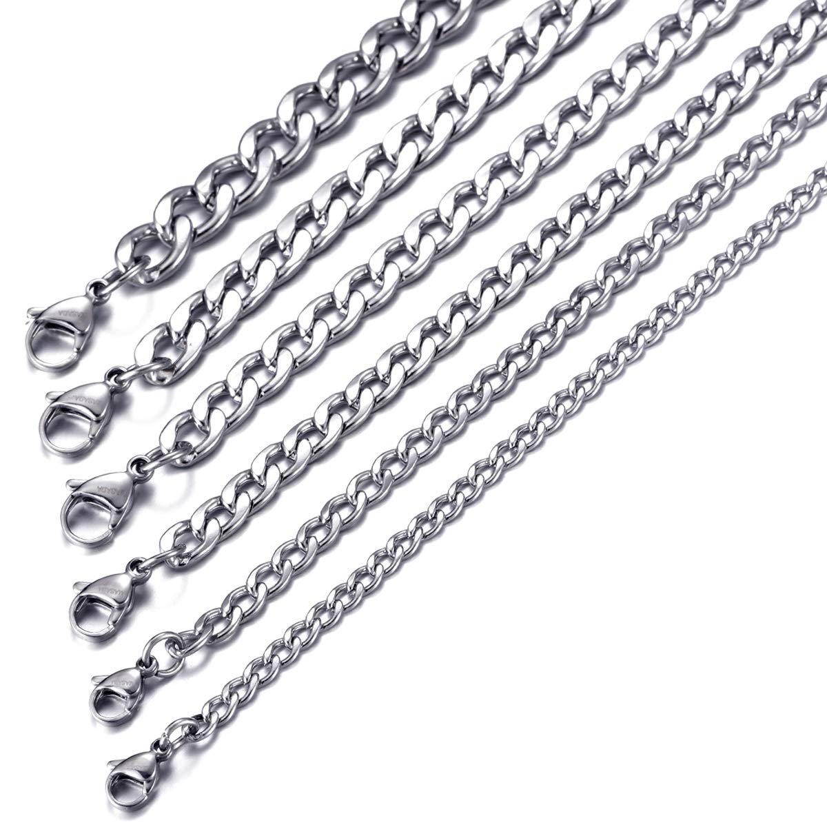 MASADA Collana da uomo in acciaio inossidabile, da fine a massiccia, catena larga in argento e oro