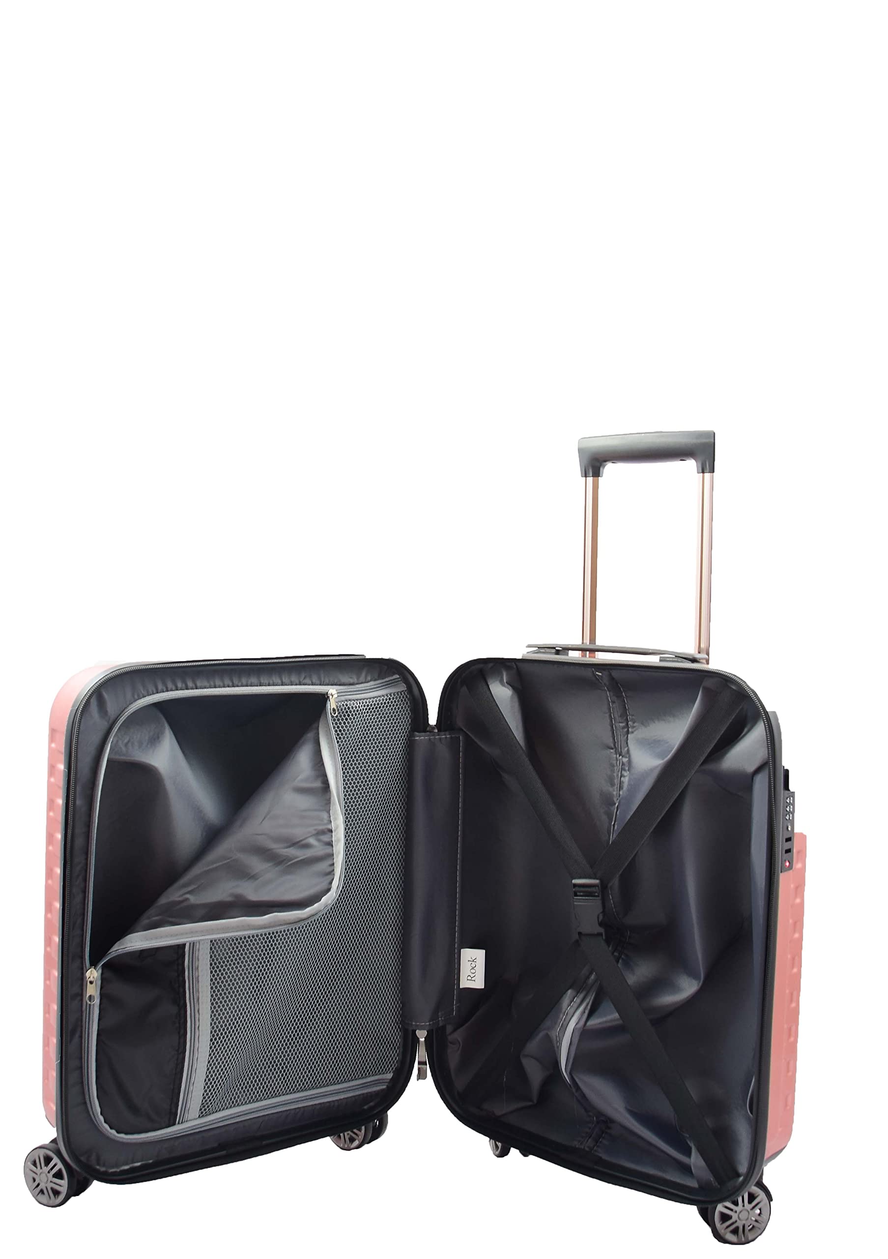 A1 FASHION GOODS Valigie leggere a 8 ruote rigide di alta qualità, borse da viaggio Groovy oro rosa, Oro rosa, Cabin | 56x39x23CM,34L,2.9KG, Bagaglio Hradside Con Ruote
