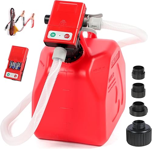 Bomba de transferencia de combustible con parada automática, funciona con pilas AA, bomba eléctrica portátil de tanque de lata de gas con adaptador