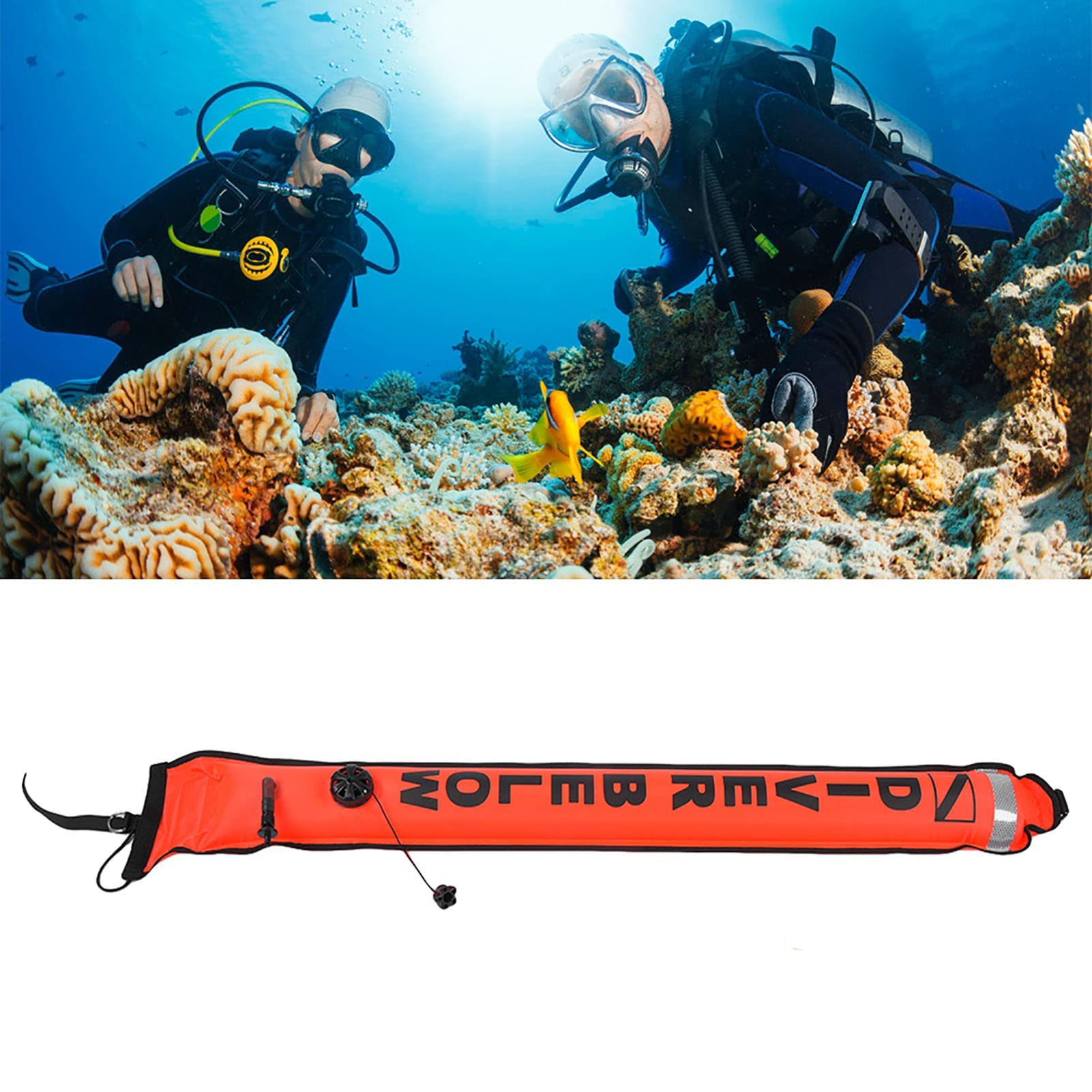 KIMISS 4 Pies de Alta Visibilidad, Buceo SMB Señal de Superficie Buceo SMB, Marcador de Superficie Boya de Marcador de Buceo Inflable (Rojo)
