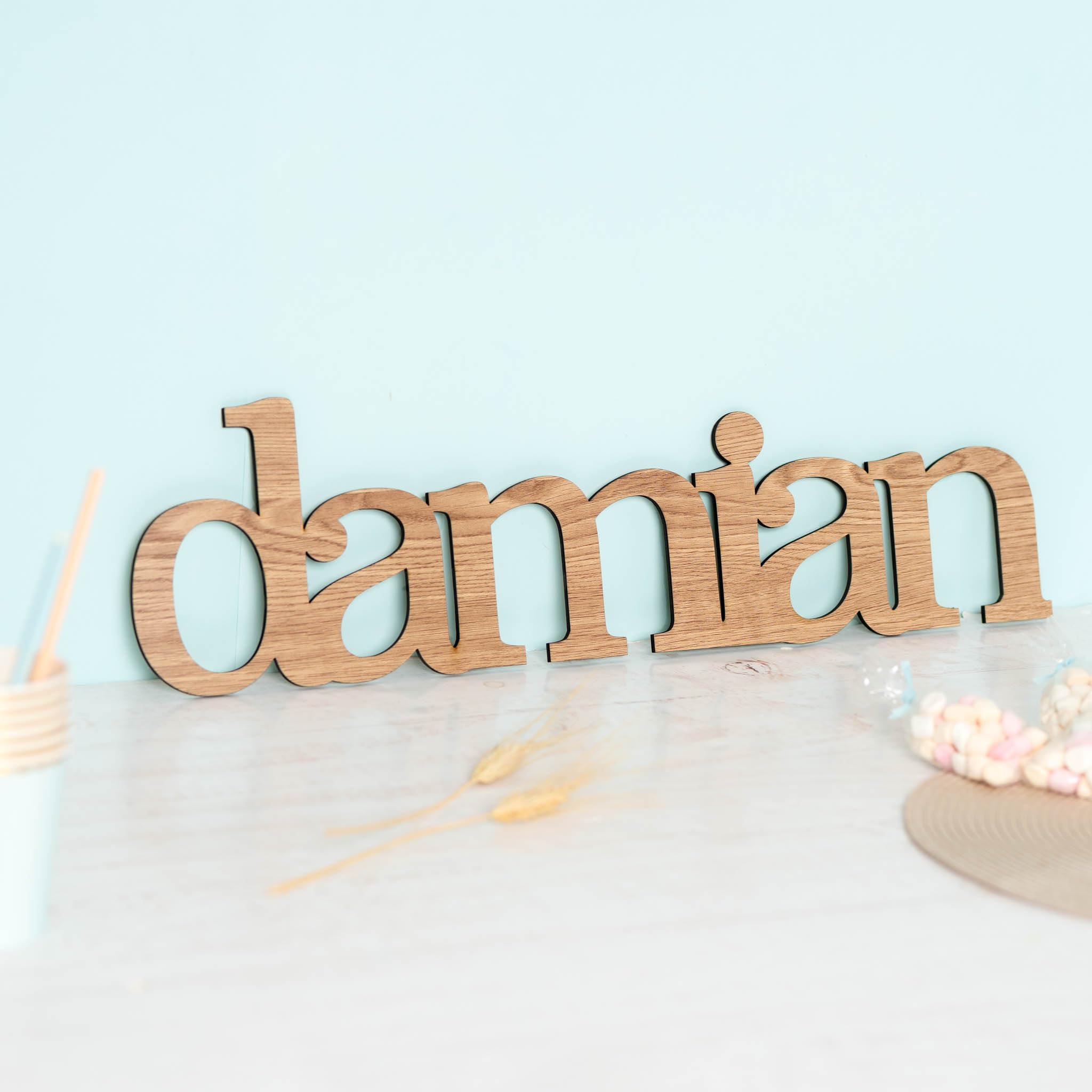 Wanapix | Prénoms en Bois Personnalisés | Déco Chambre/Maison | Cadeau Mariage/Baptême | Chêne | 30 cm