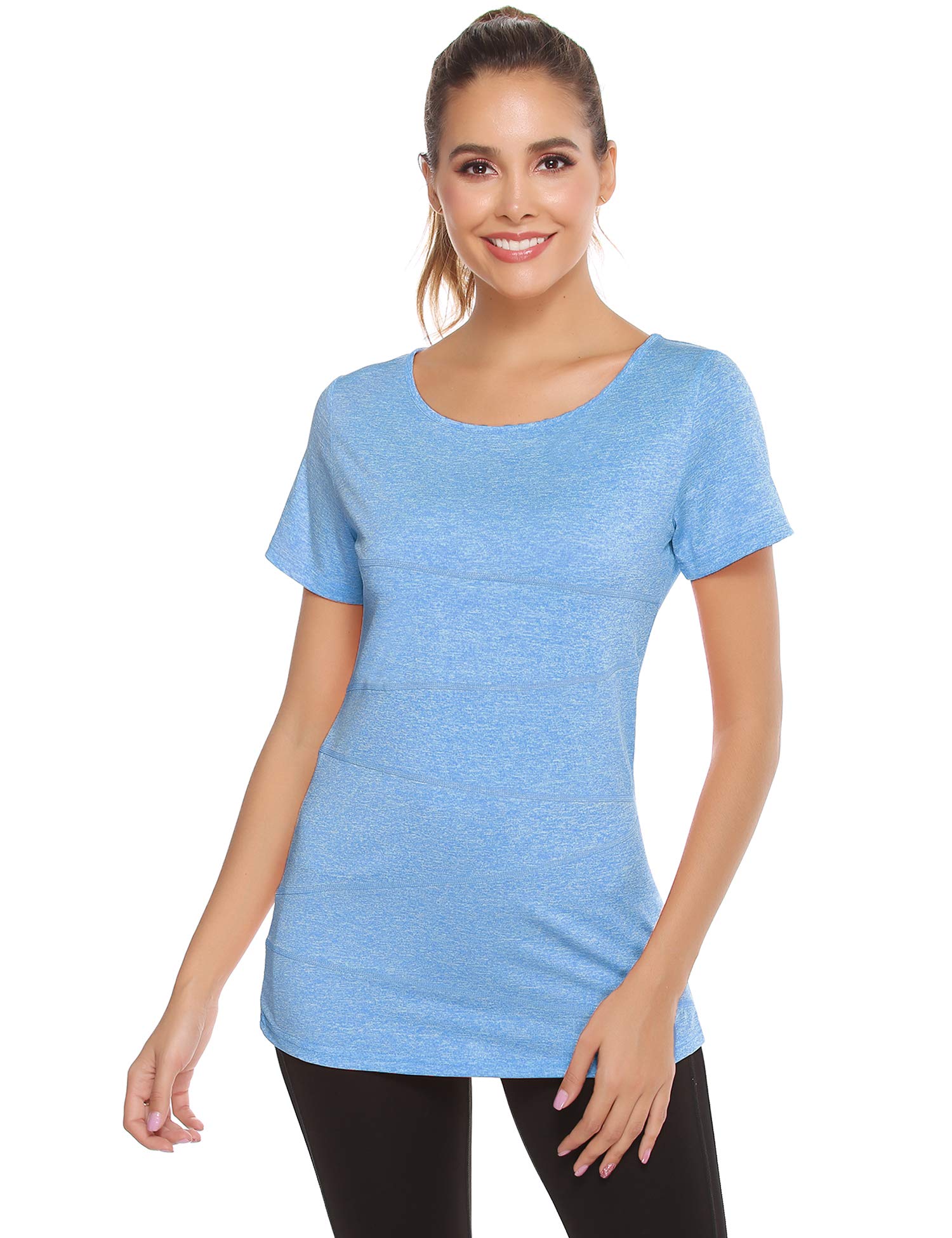 iClosam Maglietta Sportiva Donna T Shirt Palestra Donna Maglia Maniche Corte Corsa Asciugatura Rapida Top Elastico Magliette Fitness Yoga Tee