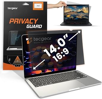 14 Inch Laptop Privacy Screen Filter 169 | Anti Glare Blue Light Blocking Screen Protector | Removable Privacy Shield for Laptop and Notebook Computer | Adhesive and Hang Tab Installation