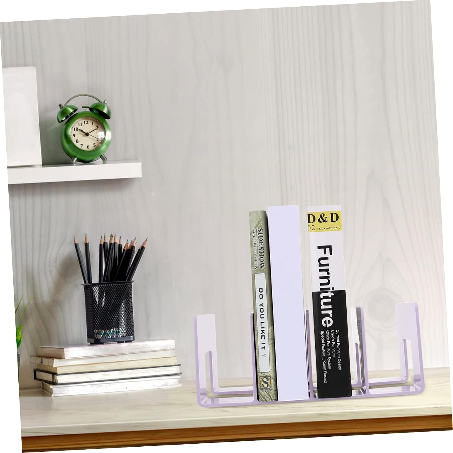 Healifty Retractable Desktop Bookshelf Bookend Premium Book Organizer with Design Modern Desk Storage Rack for Books Papers Magazines Student Gift image 4