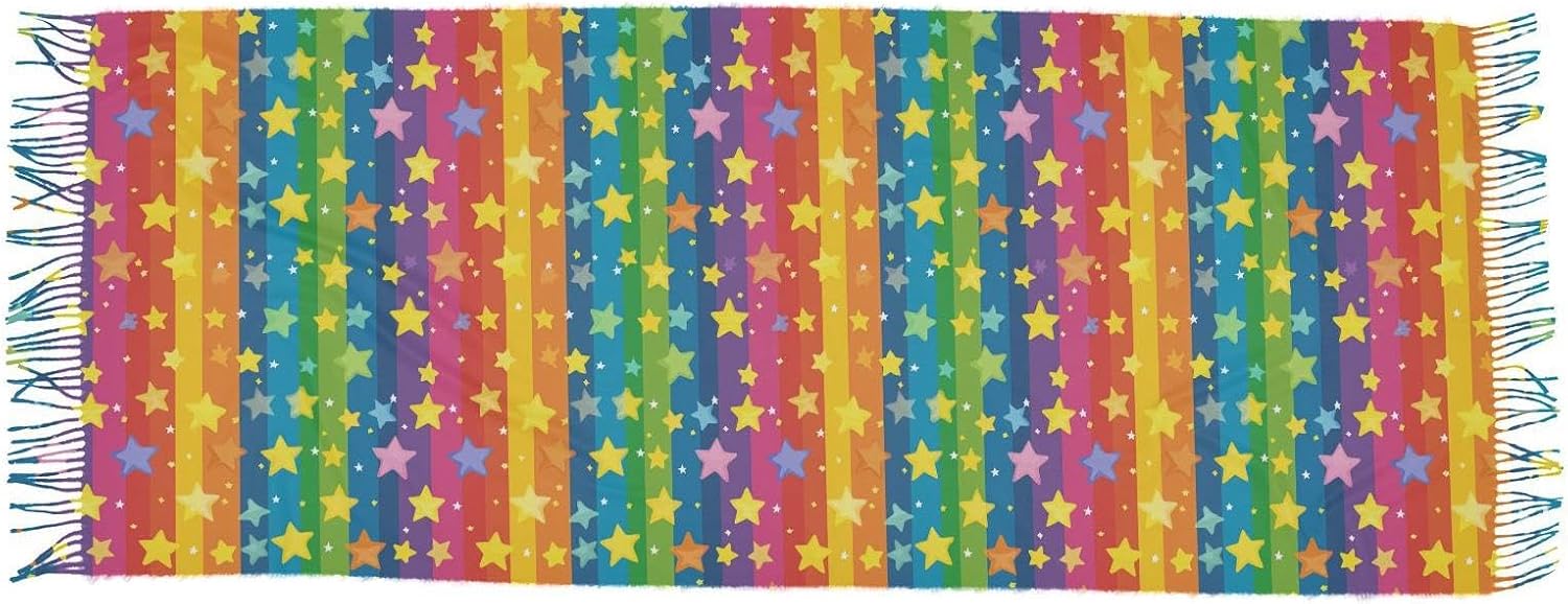 Winter Scarf for Women Rainbow Star Colorful Fashion Tassel Shawl Wraps for Women, Cold Weather Warm Womens Scarves Soft Long Scarf Gifts