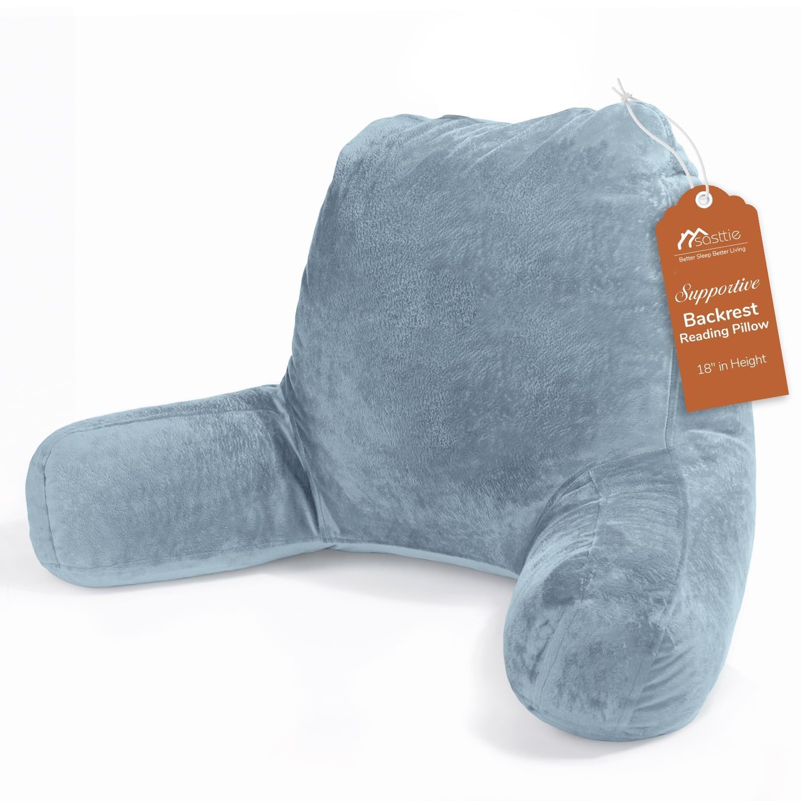 Sasttie Reading Pillow for Bed, Back Pillow for Sitting Up, Greyish Blue
