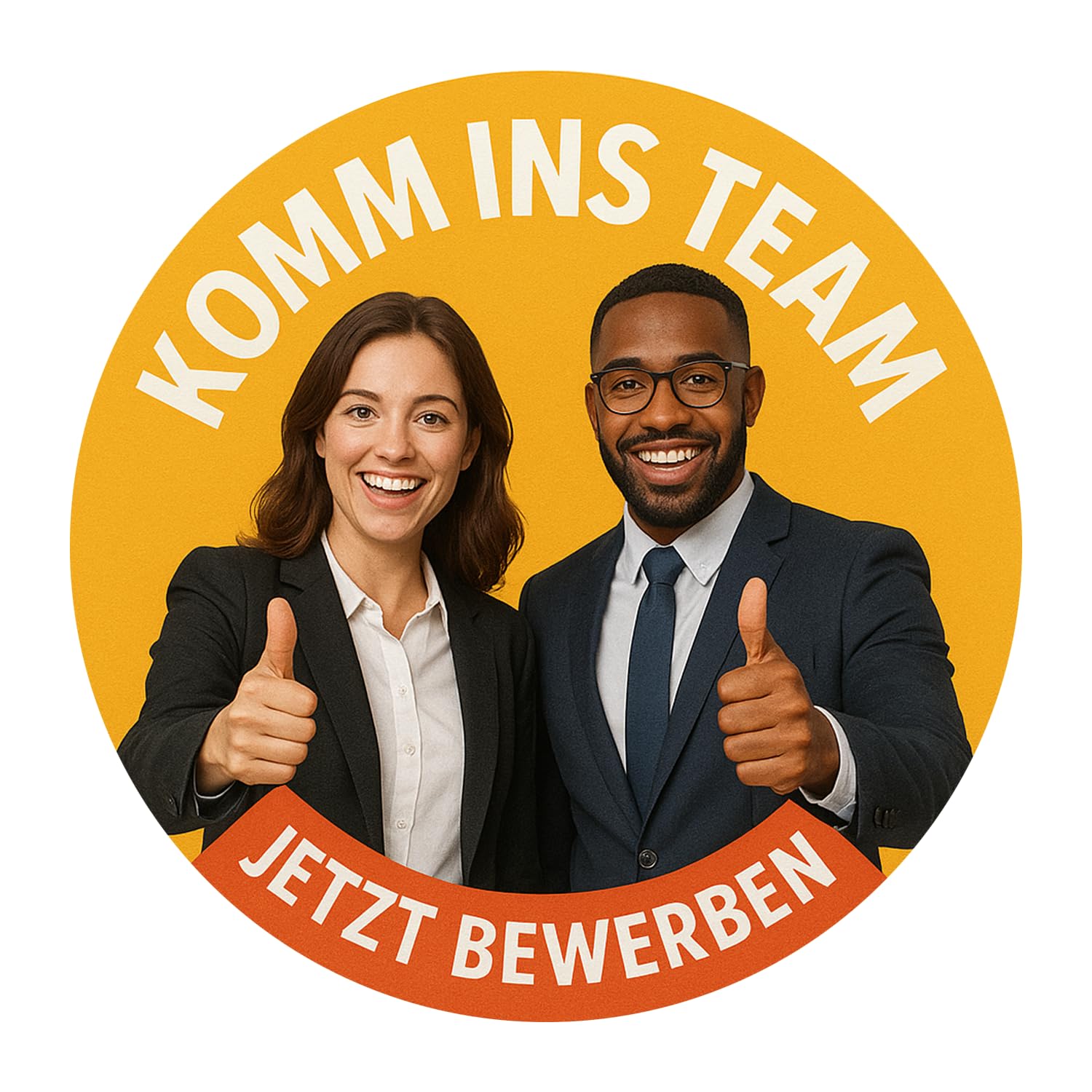 "Wir suchen dich" Mitarbeiter, Angestellte, Bewerber Anzeige Digitaldruck Aufkleber Folie Sticker für Schaufenster, Tür, etc. Hinweis Folie | rund | wasserfest DAF-129 (50 x 50 cm)