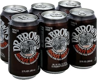 Dr. Brown's Root Beer Soda 12oz Cans, 4-Pack - Lightly Carbonated, Smooth Creamy Flavor
