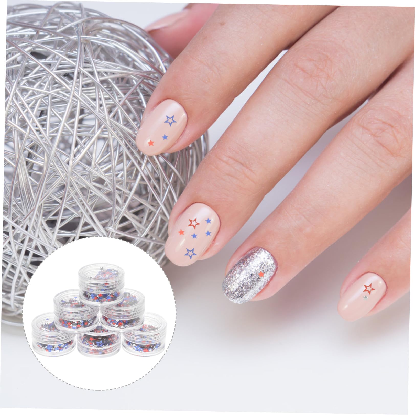 Didiseaon 5 Set 5 Set Di Paillettes Pentagramma Unghie Gemme Adesivi Per Unghie Dei Piedi Adesivi Per Unghie Al Neon Per Il Dell'Indipendenza Accessori Per Rivelare 6 scatole * 5