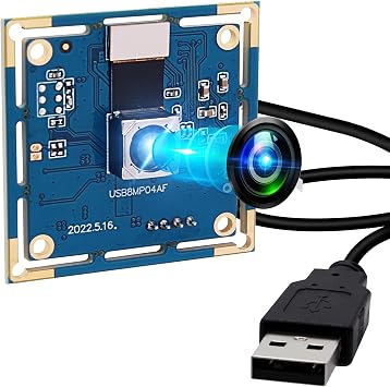 Autofocus USB Camera 8MP 4K Camera Module with 72 Distortion Free Lens,Plug and Play UVC USB2.0 for PC Computer,Compatible with Windows Linux,Ideal for Industrial Security Video Surveillance