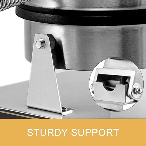 Miniatura 6 de VEVOR Máquina de gofres redonda comercial antiadherente de 1100 W, acero inoxidable, 110 V, control de temperatura y tiempo, adecuado para