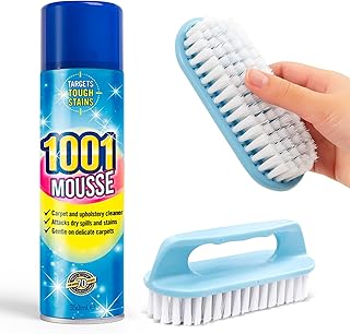 Carpet & Rug Cleaner for Home, Cars & Pets – 1001 Mousse Foam Cleaner with Brush | Tough on Stains, Gentle on Carpets, Rugs, Furniture & Auto Interiors