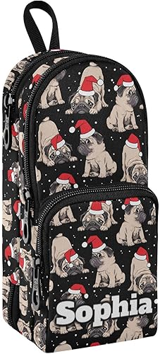 Christmas Dog 20201225 - Estuche personalizado con cremalleras, estuche para lápices personalizado para niños, estuche para rotuladores, estuche