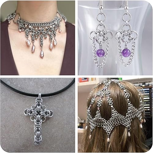 Miniatura 4 de Pandahall - 1500 anillos de acero inoxidable abiertos de calibre 18 de malla de 0.394 x 0.039 in, anillos de conector de metal redondos para Acero