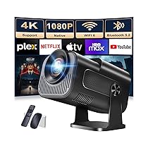 (App integrata) Proiettore Portatile 1080P 4K con WiFi 6 Bluetooth 5.2, Mini Proiettore Portatile Android Supporta Rotativo a 270°, Auto Keystone, TV Stick, USB, HDMI, PC con Cavo HDMI & Mouse, Nero