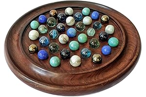 Acecrafts Wooden Marble Solitaire Board Game