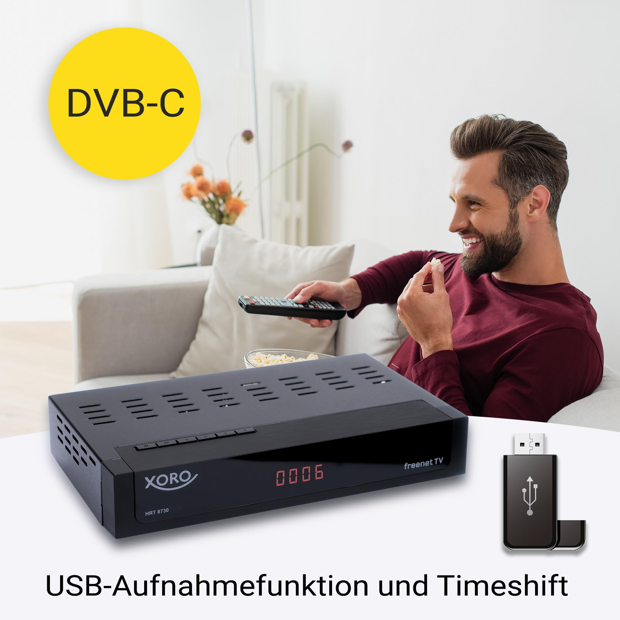 Xoro HRT 8730 DVB-C Kabelreceiver mit USB 2.0 Mediaplayer, PVR Ready, Timeshift, für alle Kabelnetze geeignet, schwarz