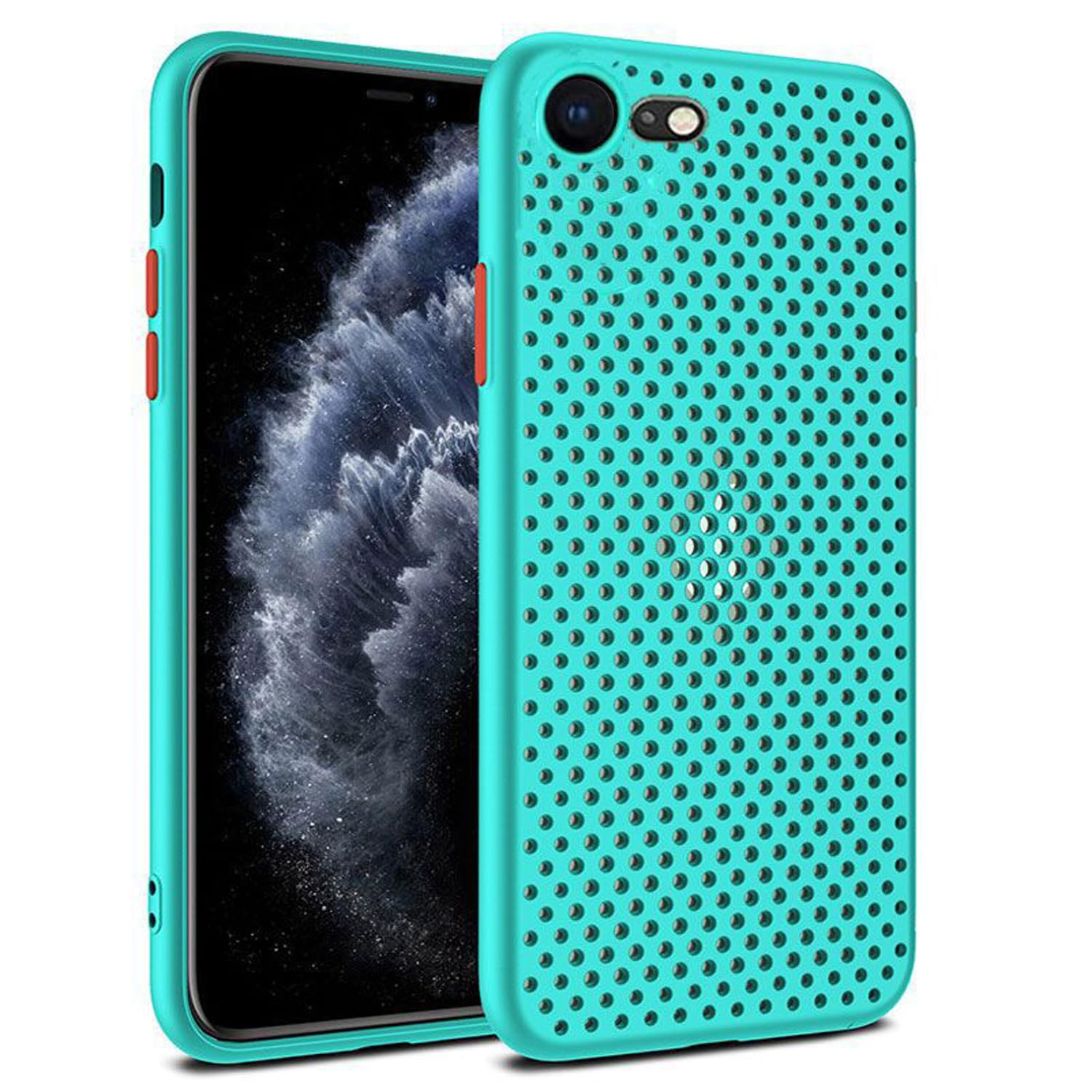 Casesmo iPhone 17e/16e 用 ケース 冷却 放熱メッシュ構造 高い排熱性 いphone17e/16e用 スマホケースレンズ保護 ワイヤレス充電に対応 TPU マットな質感に 指紋防止 超薄型 超軽量 ストラップホール付き NFC対応 傷防止 衝撃吸収 人気 独立ボタン アイフォン17e/16e カバー, ライトブルー