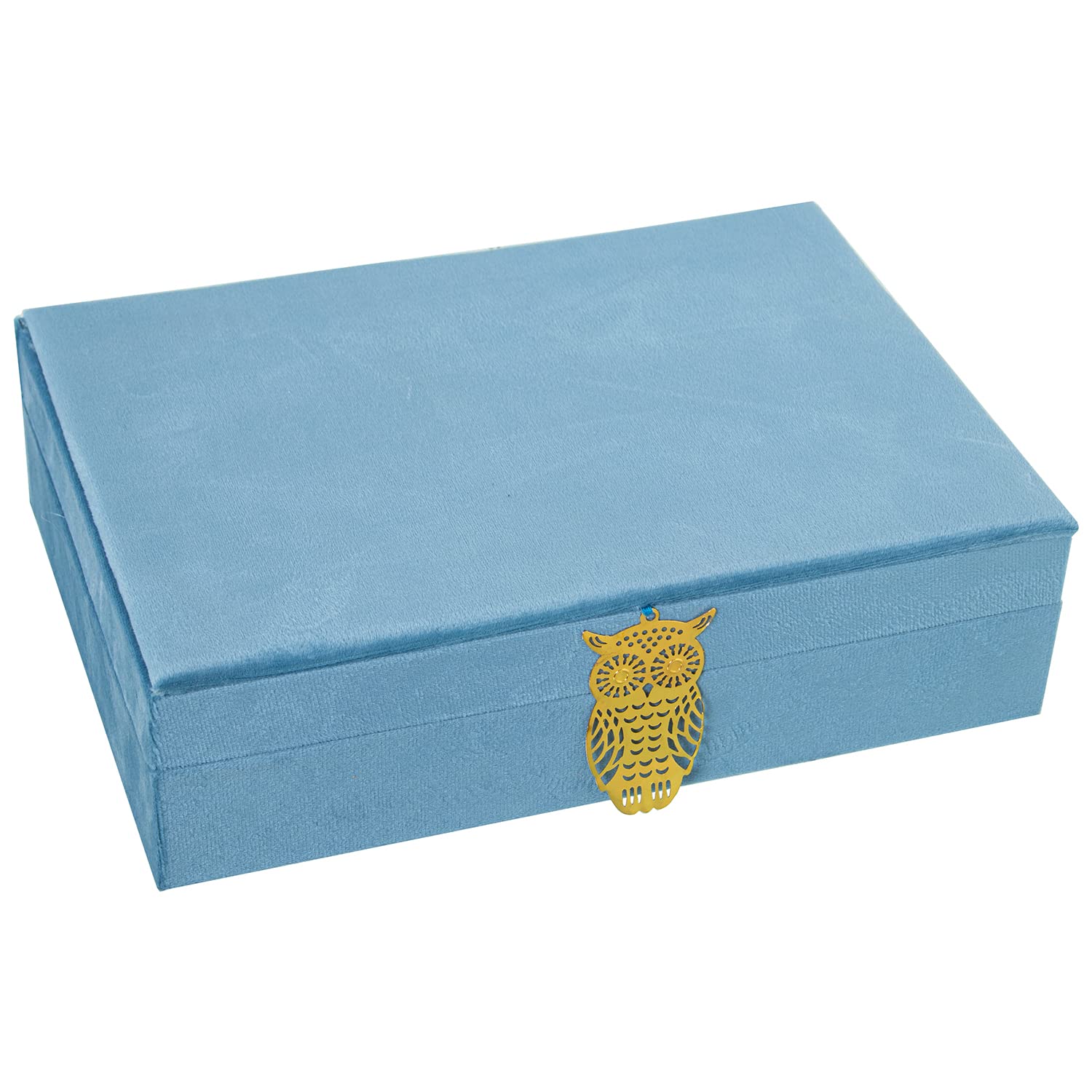 Boîte à bijoux en velours bleu 28x20x7cm pour sublimer votre coiffeuse