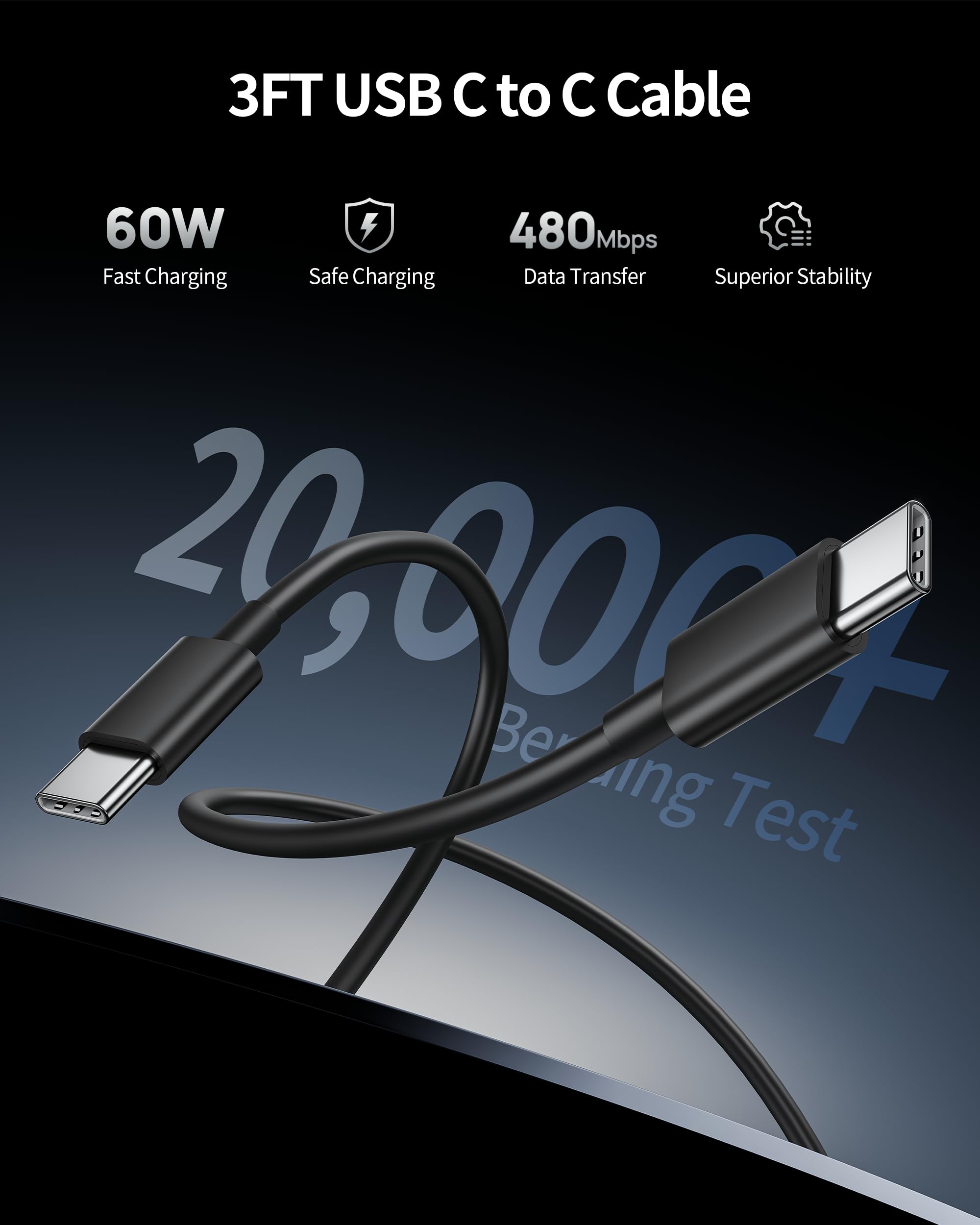WODENTA Cargador de coche para iPhone 15/16 Pro Max, 67 W, 3 puertos, cargador rápido USB C, adaptador de encendedor de cigarrillos con cable USB C a C de 3 pies para iPhone 15/16/Pro Max/Plus/16e