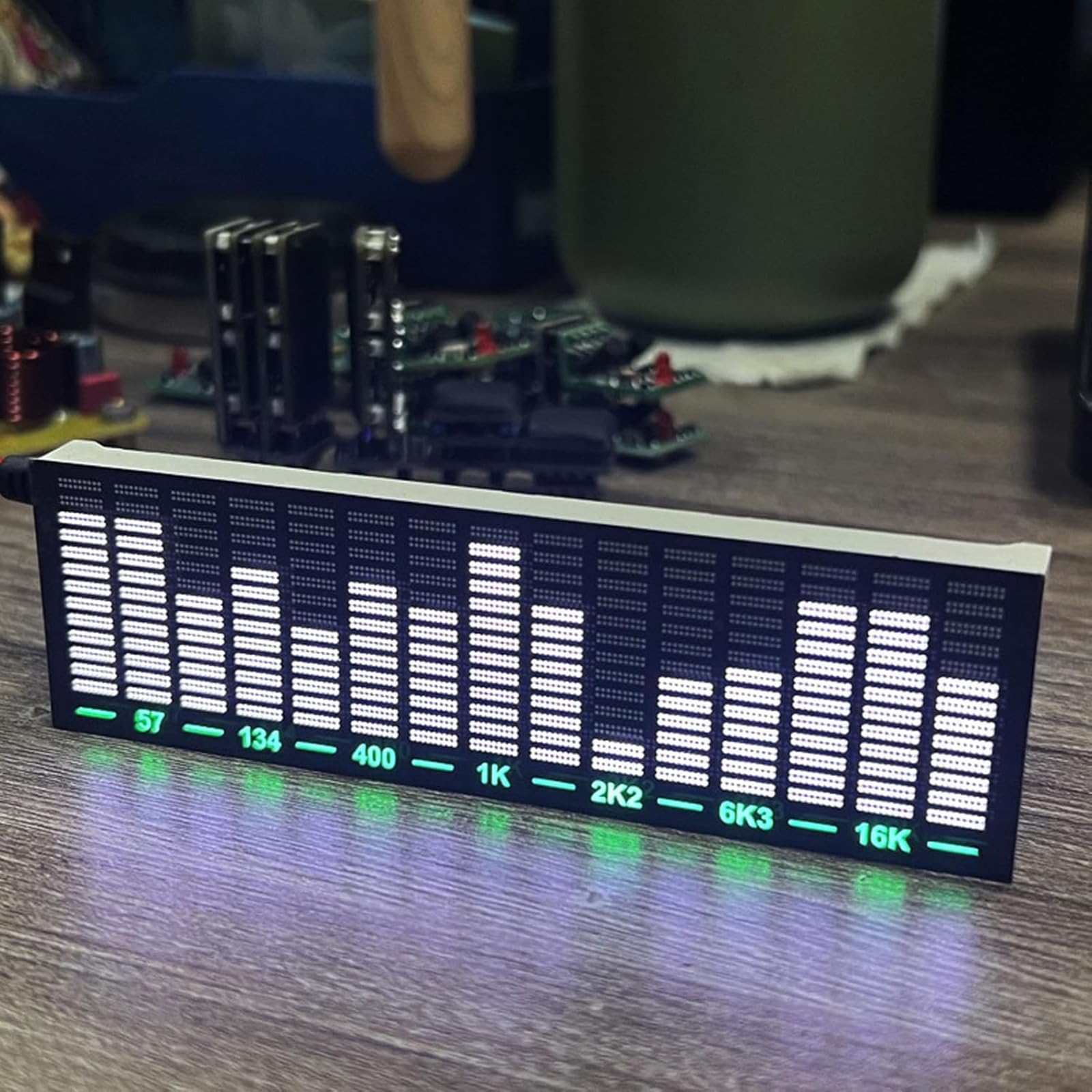 Adtzpc LED Sound-Controlled Music Spectrum Display, 20Hz - 25KHz Voice Controlled Music Spectrum Display, Music Pickup Rhythm Light Spectrum Display Ambient Light for Gaming Room Car Decoration