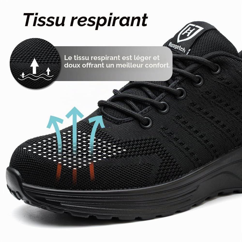 Chaussures de Securite Hommes Femmes Légère Basket de Securite Respirante Confortable Chaussure de Travail avec Embout en Acier