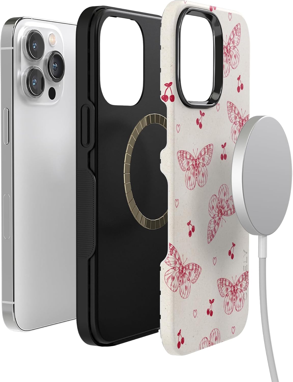 Casely iPhone 14 Pro Case | Heart Flutters | Butterfly | Bold Protective Design | Compatible with MagSafe
