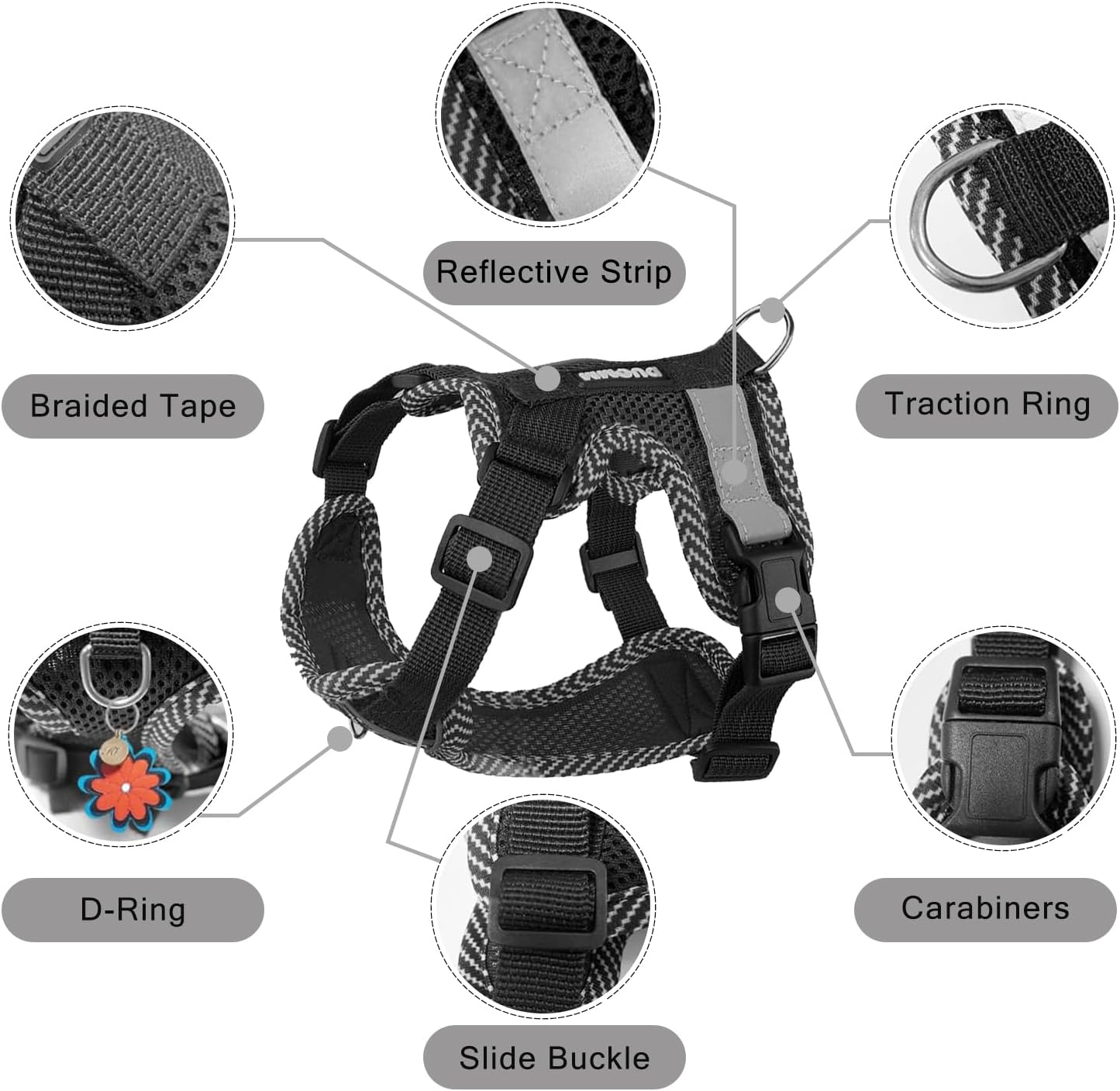 Cat Harness and Lead, Adjustable Kitten Harness with Reflective Strips, Cat Collar Set, Escape Proof Breathable Cat Vest Harness for Cats Dogs Pets Walking (S) 6 719sKrJaZAL. AC SL1500