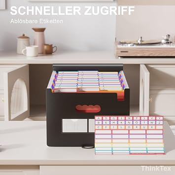 ThinkTex Document Folder A4 26 Compartments Expanding Folder Sorting Folder Colorful File Organizer Folder Desk Organizer / Briefcase Folder Document Bag Folder with Colorful Labels