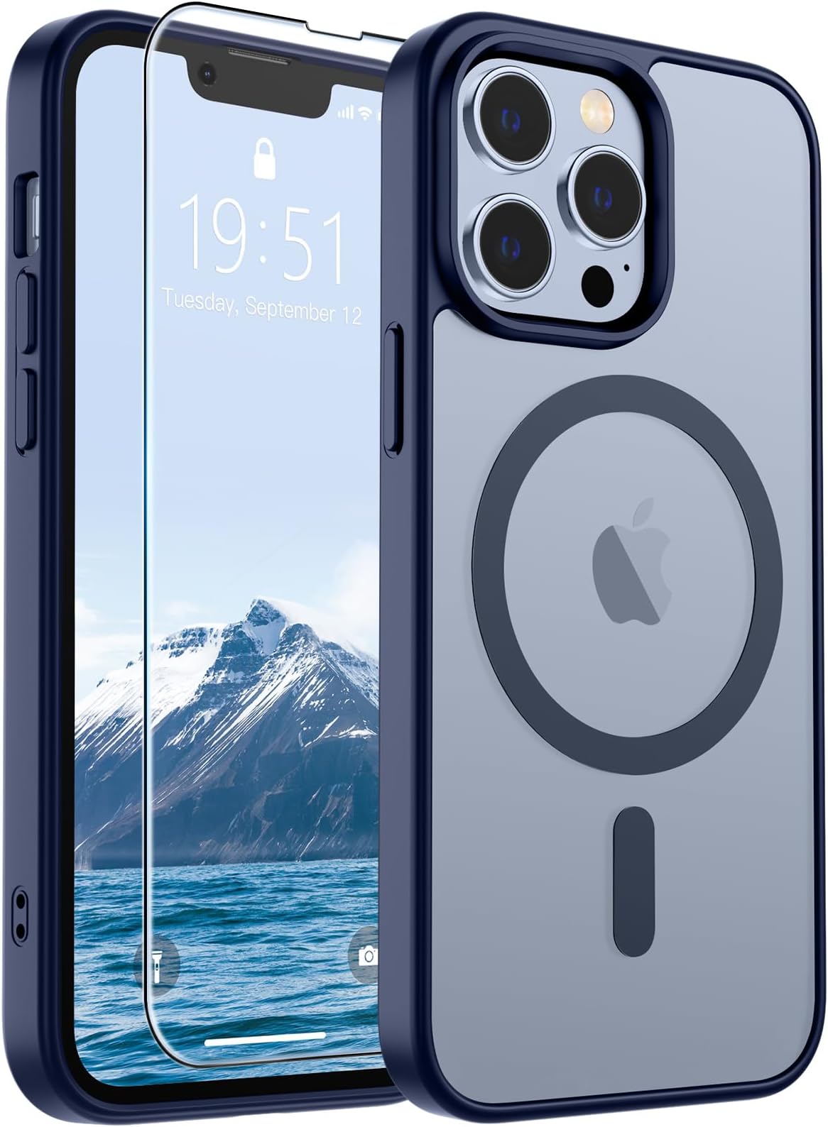 Magnetic for iPhone 13 Pro Max Case (Compatible with MagSafe) (Military Grade Drop Protection) Translucent Matte Shockproof Phone Case,Navy Blue