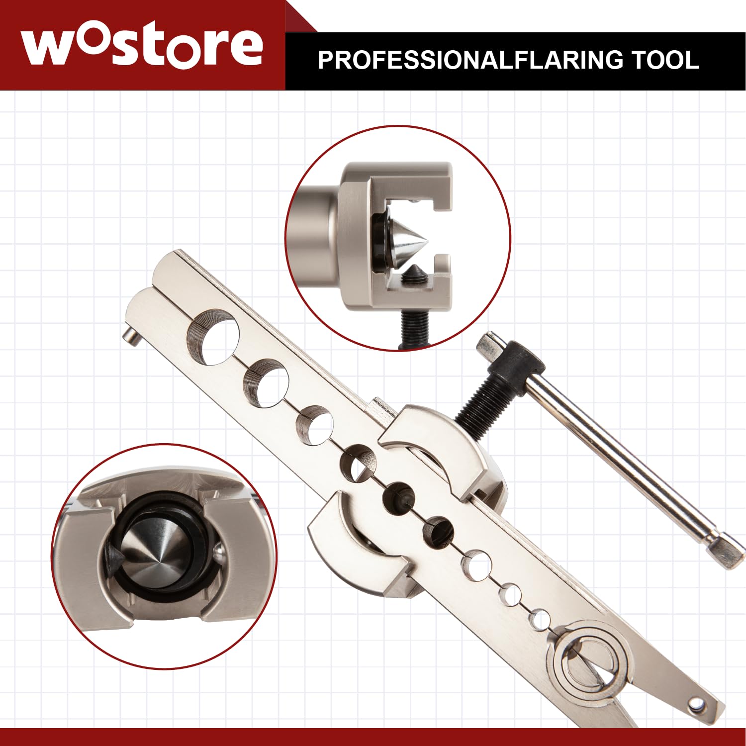 Wostore Outil d'évasement excentrique manuel et électrique – 9 matrices pour évasements excentriques sur tuyaux en cuivre de 6 mm, 1/4", 9 mm, 3/8", 10 mm, 12 mm, 1/2", 16 mm et 19 mm – Idéal pour les
