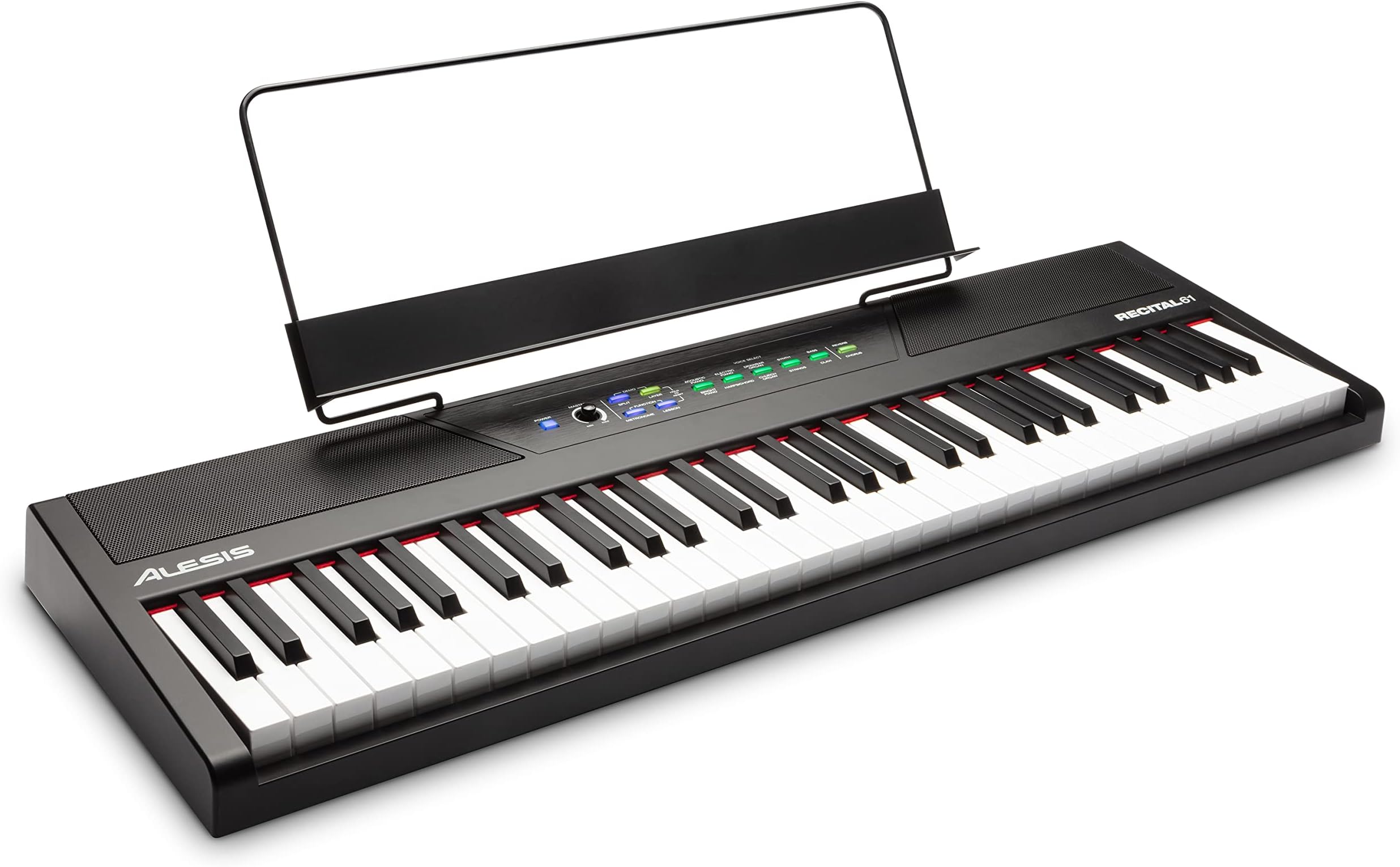 Alesis Recital 61 – 61 Key Digital Piano Keyboard with Semi Weighted Keys, 20W Speakers, 10 Voices, Split, Layer and Lesson Mode, FX and Piano Lessons