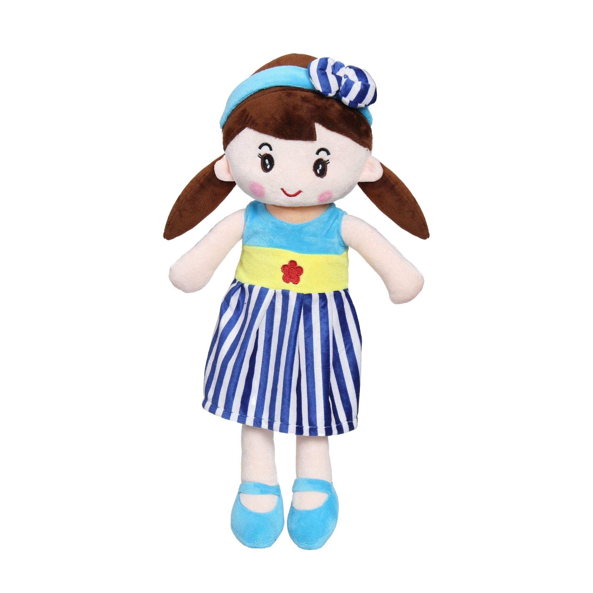- MABLE Soft Doll for Girls | Cute Plush Baby Doll Toy with Colourful Hairband | Huggable Stuffed Doll Gift for Kids, Girls, Toddlers & Babies Age 3 to 5 Years (40CM Blue)