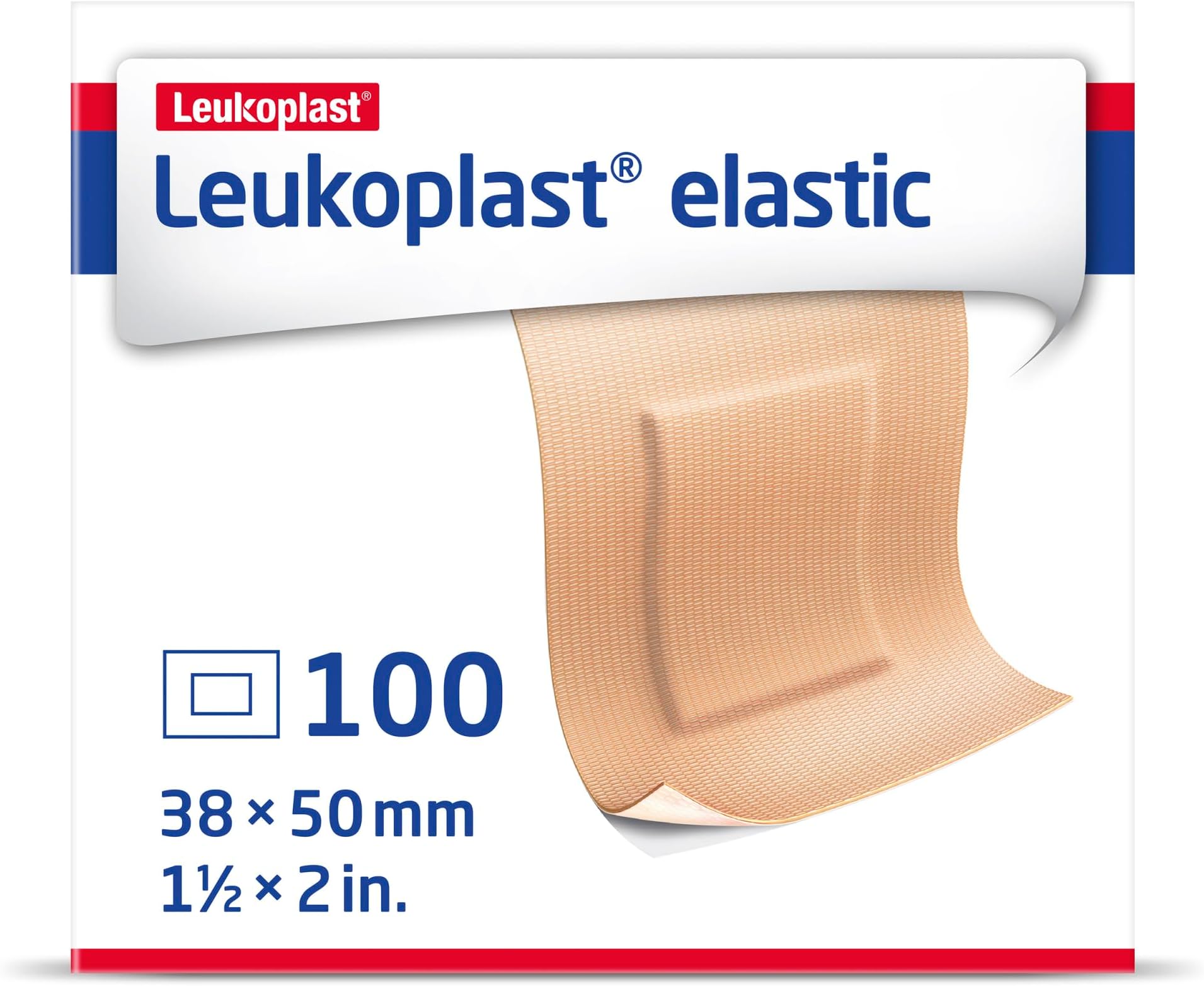 Elastic Fabric Adhesive Bandages, Patch 1.5 x 2 in., 100 Bandages