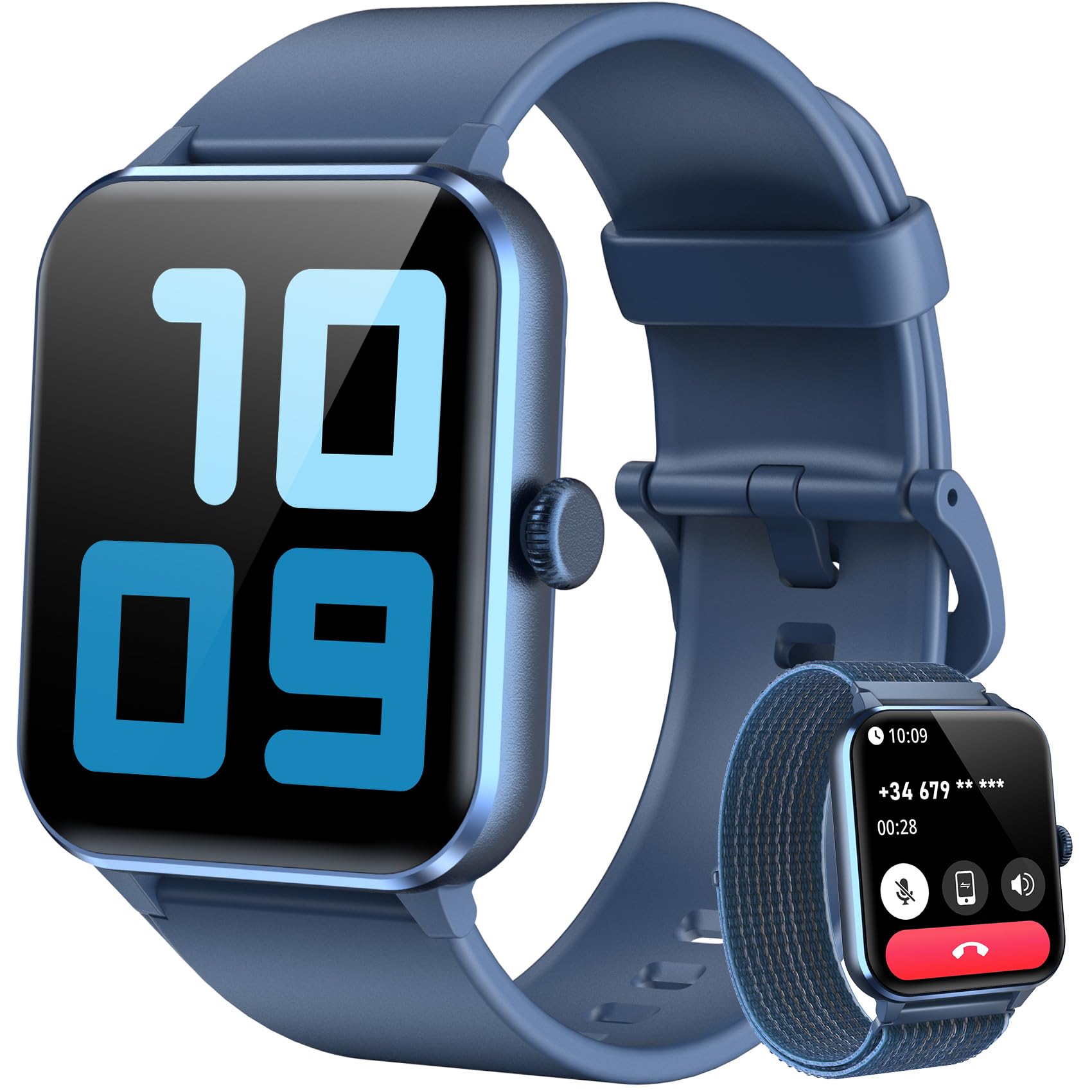 Blackview Smartwatch Herren Damen mit Telefonfunktion(Anrufe tätigen/empfangen)/Message Reminder, Sportuhr mit 100+Sportmodi, Fitnessuhr,Puls-Schlaf-Monitor, Schrittzähler, Smart Watch für Android iOS