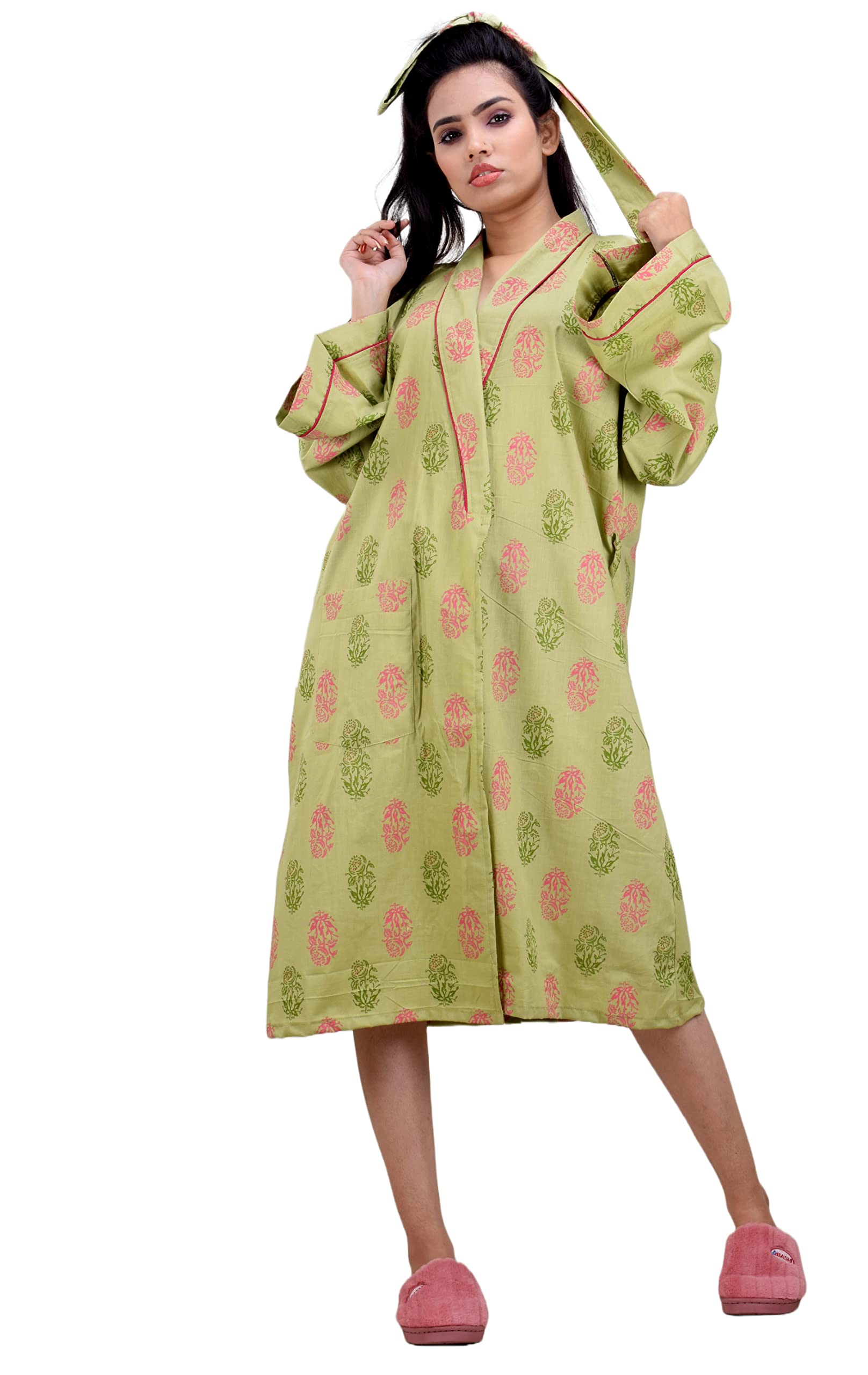 CLYMAA Pure Cotton Robe/House Coat/Night Gown/Sleep Robe Sleepwear for Women