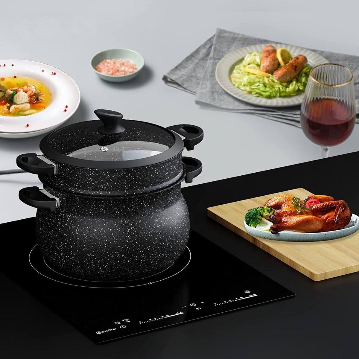 Royalty Line Couscoussier di Alta qualità, 9 l, 24, Nero, L