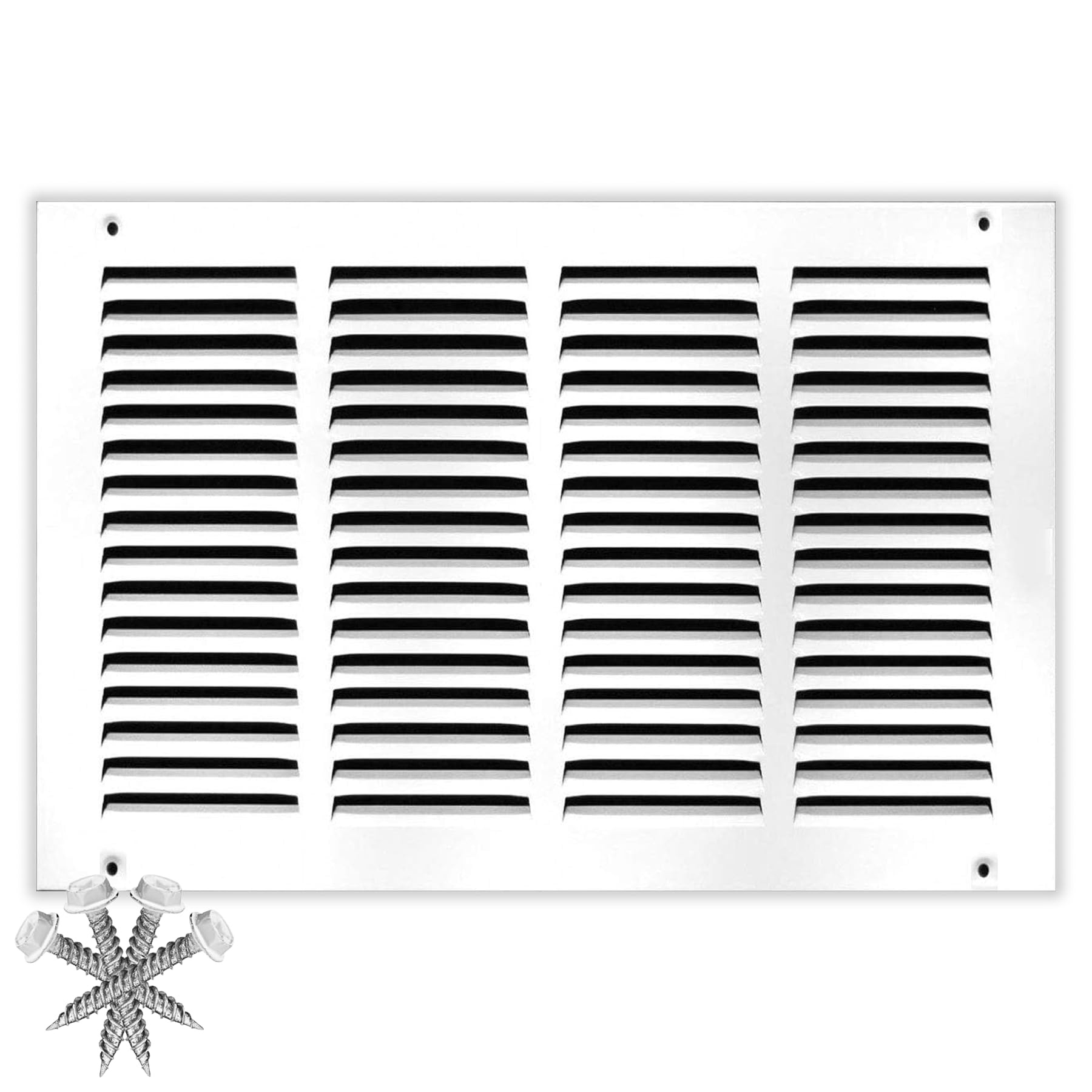 14'' x 8'' [Duct Opening] Flat Stamped Steel Return Air Grille by - Sidewall and Ceiling - HVAC Premium Vent Duct Cover - White [Overall Dimensions: 15.75''w X 9.75''h] — view 55