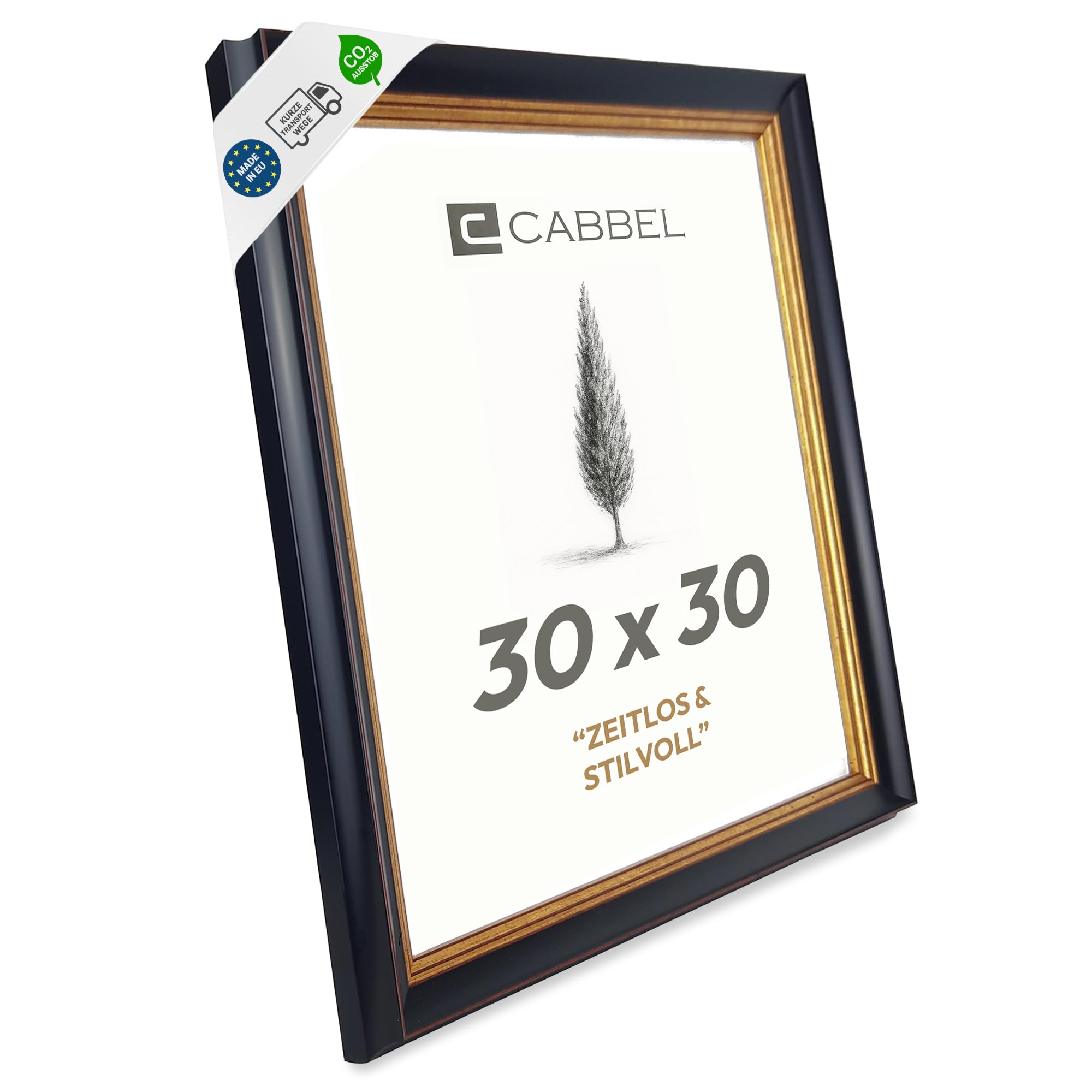 Cadre Photo Antique Noir-Or 30x30 cm AVI – Cadre Carré Baroque Vintage avec Détails Ornementaux, Cadre Classique pour Photos & Affiches, Décoration Murale Chic pour Salon & Bureau